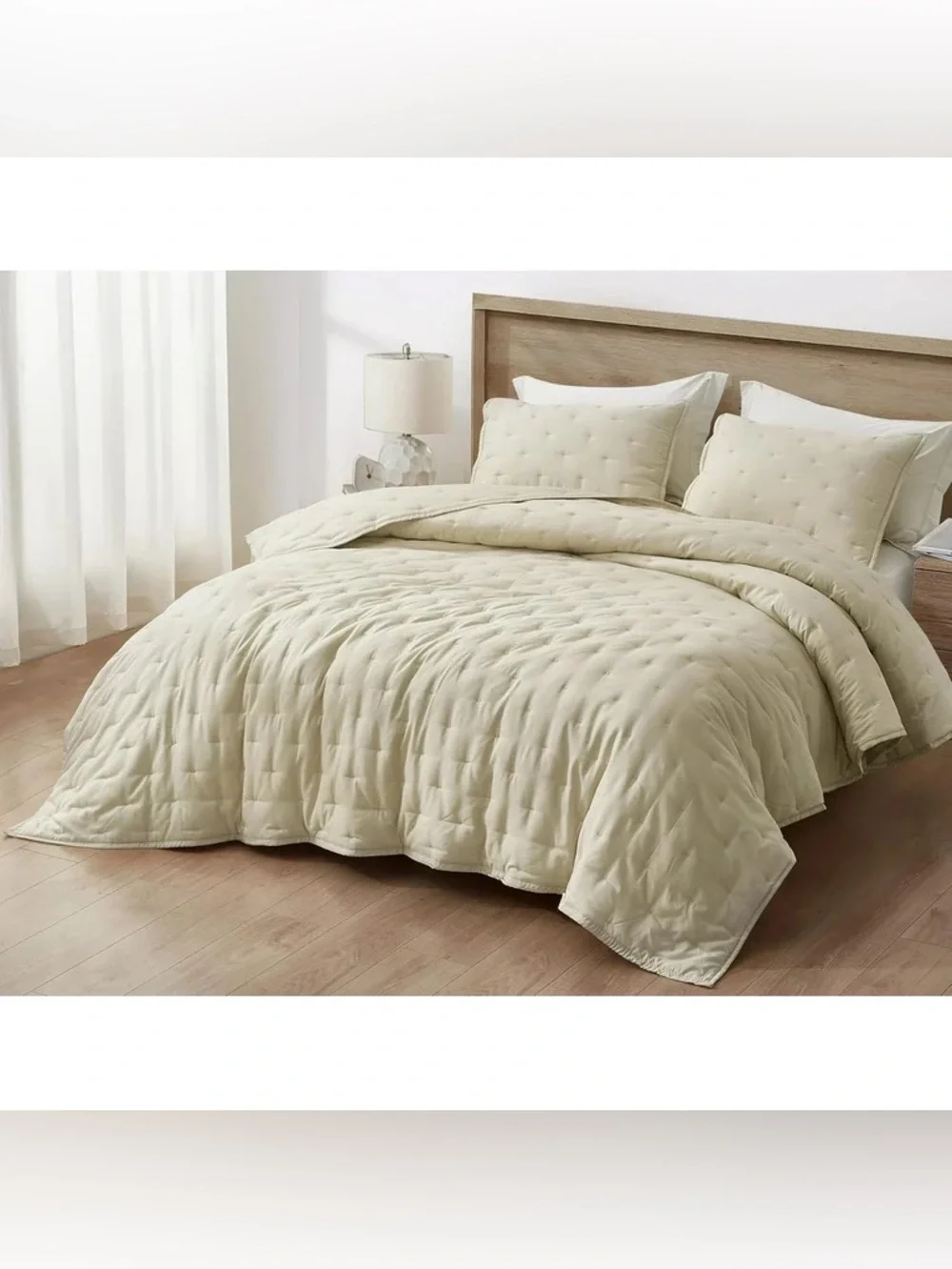 Neutral Cream Quilted oversized king 3 piece Set